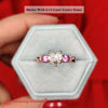 Load image into Gallery viewer, Three-Stone-Twisted-Heart-Shaped-Vine-Diamond-Ring-With-Pink-Sapphire-In-14K-Rose-Gold-FDENS3301R-1