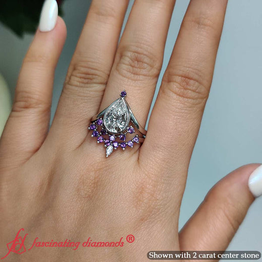 Tiara-pear-bezel-purple-topaz-wedding-ring-set-in-white-gold-fd1046pe-10