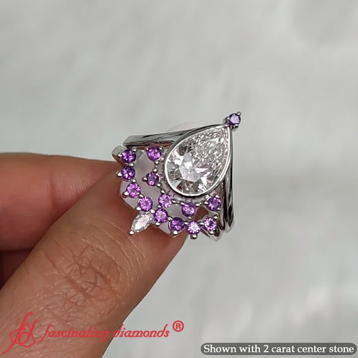 Tiara-pear-bezel-purple-topaz-wedding-ring-set-in-white-gold-fd1046pe-12