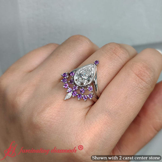 Tiara-pear-bezel-purple-topaz-wedding-ring-set-in-white-gold-fd1046pe-9