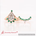 Thumbnail 21 - TiaraPearBezelEmeraldLabDiamondWeddingRingSetIn18KRoseGold-FD9670-10?v=1761911422