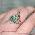 Thumbnail 18 - TiaraPearBezelEmeraldLabDiamondWeddingRingSetIn18KRoseGold-FD9670-4?v=1761911422