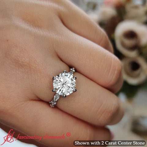 Tulip Setting Round Diamond Engagement Ring