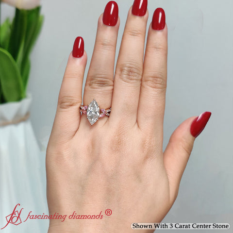 Twisted-Split-Marquise-Cut-Vine-Lab-Diamond-Engagement-Ring-With-Pink-Sapphire-In-18k-Rose-Gold-FDENR3211R-1