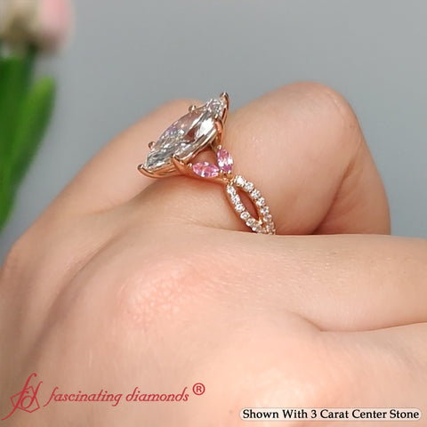 Twisted-Split-Marquise-Cut-Vine-Lab-Diamond-Engagement-Ring-With-Pink-Sapphire-In-18k-Rose-Gold-FDENR3211R-7