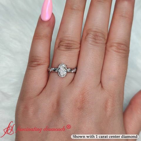 Oval Shape Lab Grown Diamond Twisted Engagement Ring