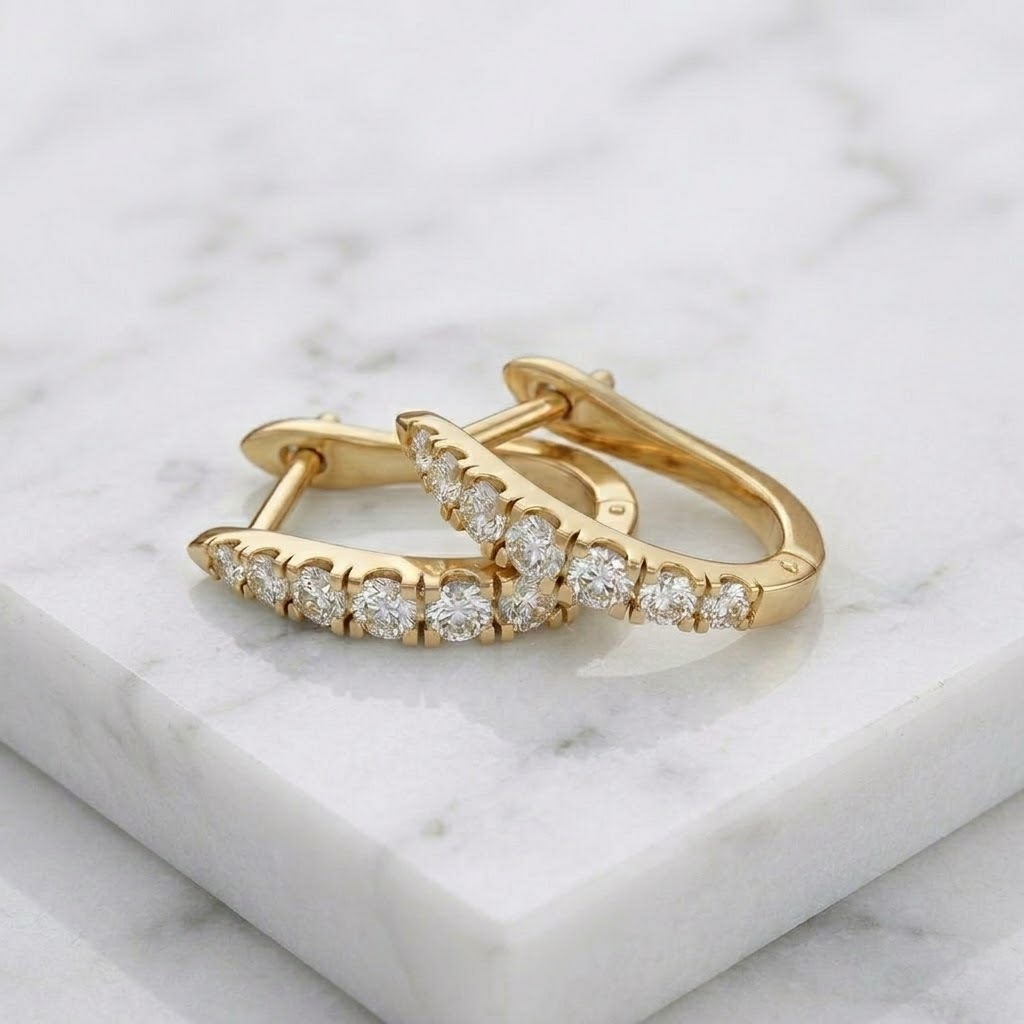 U-Prong Diamond Hoop Earrings
