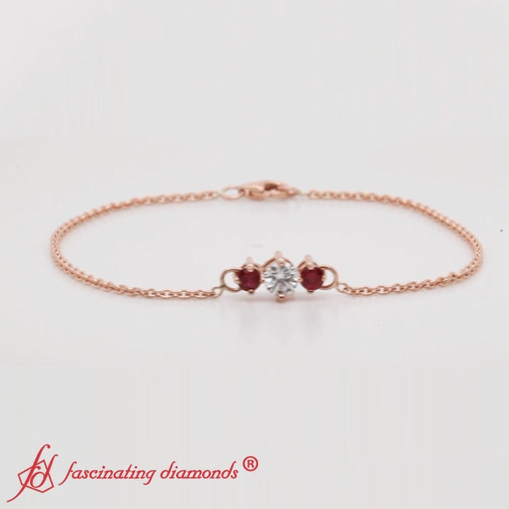 3 Stone Chain Bracelet