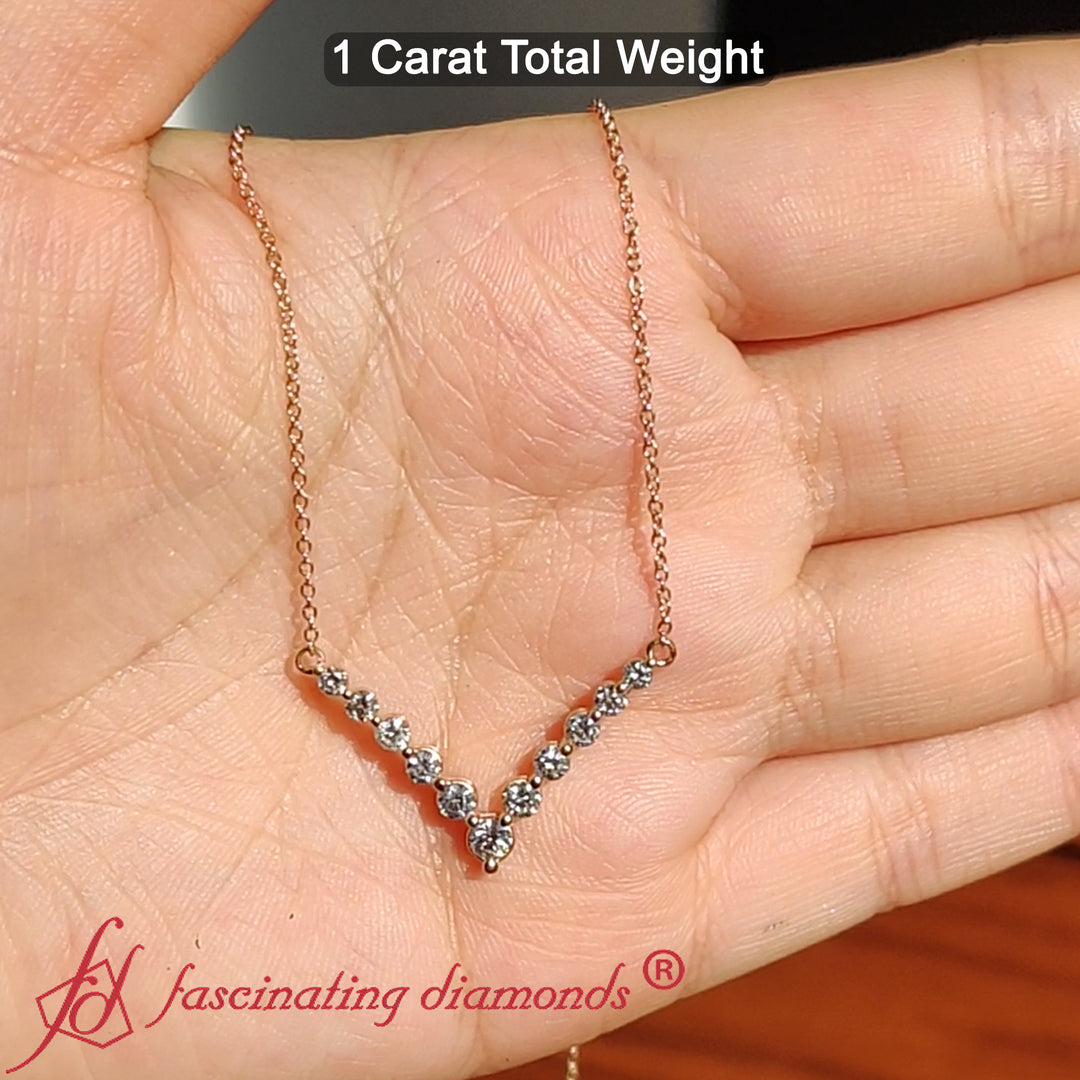 V+Shaped+Graduated+Diamond+Anniversary+Necklace+Gifts+In+14K+Yellow+Gold-Fancy1-FDNK8068-1.00+CT
