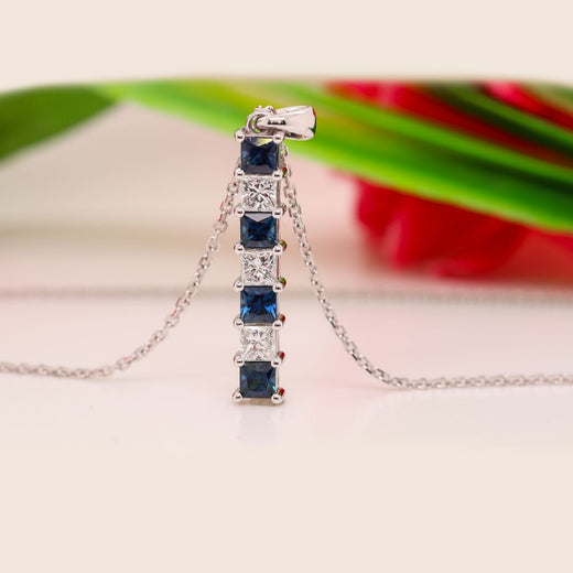 Vertical-Bar-Diamond-Necklace-With-Sapphire-In--FDPD8416
