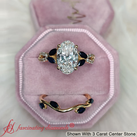 Luxury Twisted Vine Oval Lab Grown Wedding Set