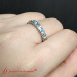 Load image into Gallery viewer, VintageLookingPaveLabDiamondRingWithBlueTopazIn18kWhiteGold-FDENS3543B-2
