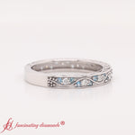 Load image into Gallery viewer, VintageLookingPaveLabDiamondRingWithBlueTopazIn18kWhiteGold-FDENS3543B-5
