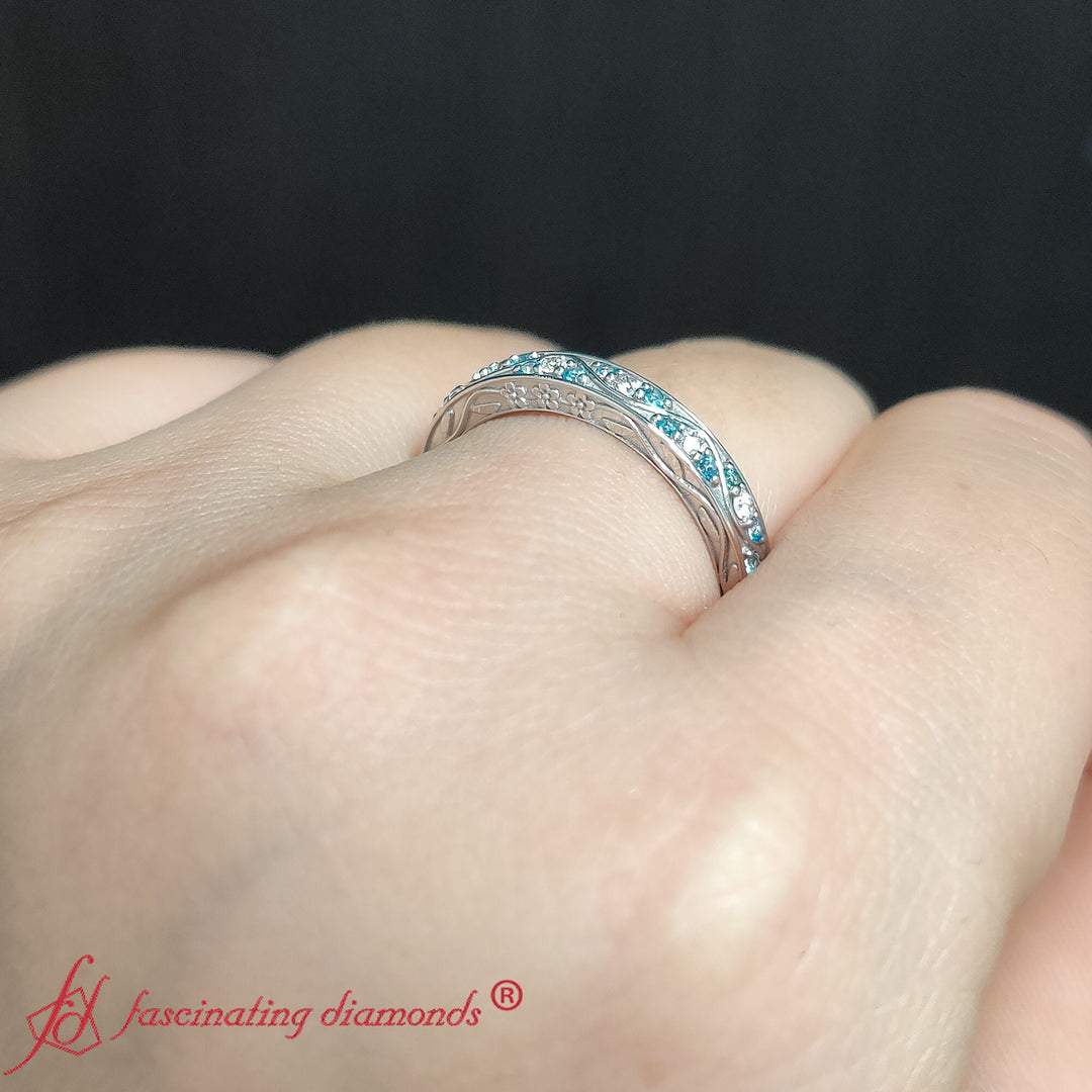 VintageLookingPaveLabDiamondRingWithBlueTopazIn18kWhiteGold-FDENS3543B