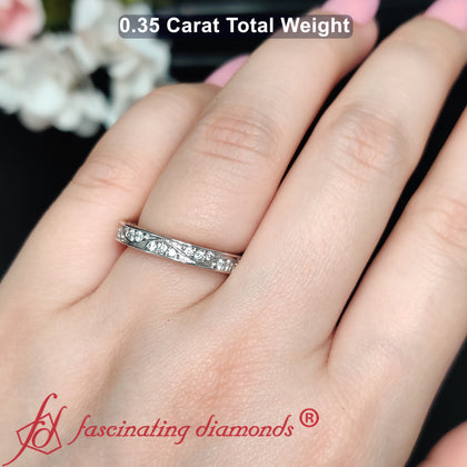 Vintage Filigree Pavé Diamond Wedding Band