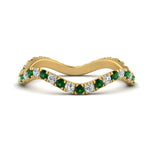 Load image into Gallery viewer, Wave-diamond-eternity-ring-with-emerald-in-FD124152BGEMGR-NL-YG
