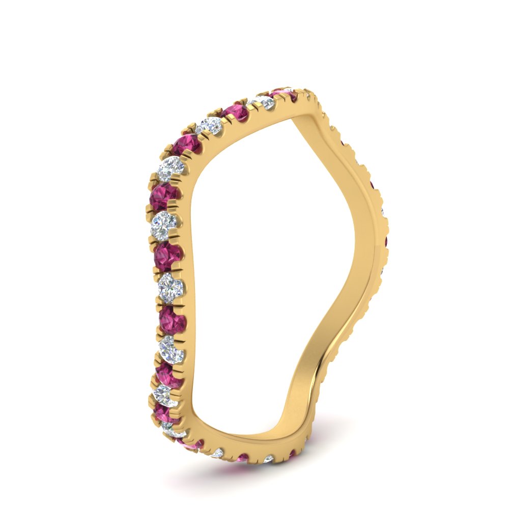 Wave-diamond-eternity-ring-with-pink-sapphire-in-FD124152BGSADRPI-NL-YG
