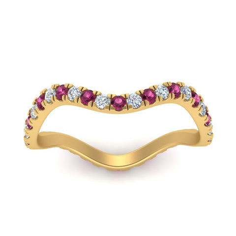 Wave-diamond-eternity-ring-with-pink-sapphire-in-FD124152BGSADRPI-NL-YG
