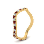 Load image into Gallery viewer, Wave-diamond-eternity-ring-with-ruby-in-FD124152BGRUDR-NL-YG
