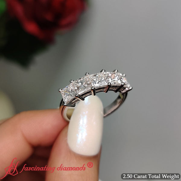 2.5 Ct. Princess Cut Five Stone Anniversary Ring