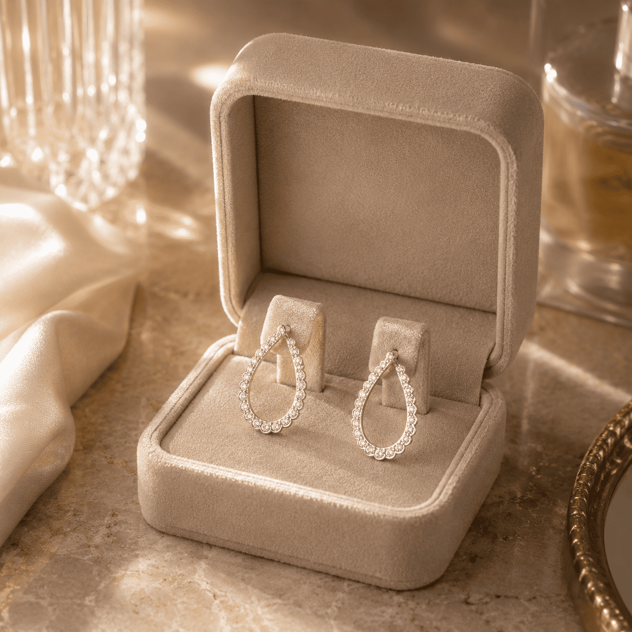 White Gold Diamond Hoop Earrings