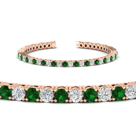 Womens-Diamond-Tennis-Bracelet-5-Carat-With-Green-Emerald-In-Rose-Gold-FDBRC8635ROGEMGRANGLE2-5.00_CT-NL-RG