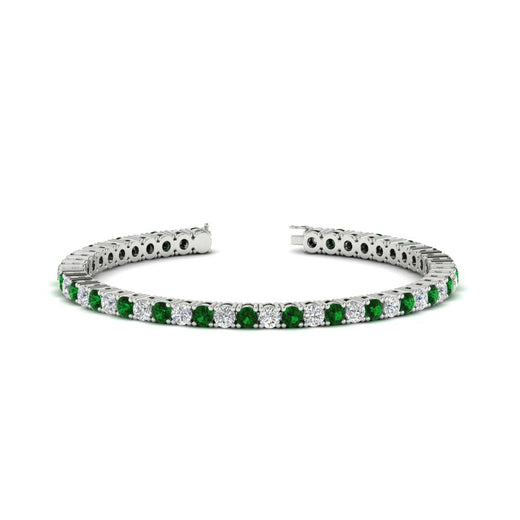 Womens-Diamond-Tennis-Bracelet-5-Carat-With-Green-Emerald-In-White-Gold-FDBRC8635ROGEMGR-5.00_CT-NL-WG