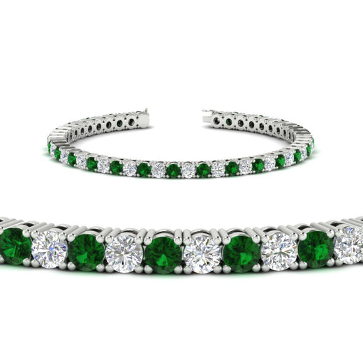 Womens-Diamond-Tennis-Bracelet-5-Carat-With-Green-Emerald-In-White-Gold-FDBRC8635ROGEMGRANGLE2-5.00_CT-NL-WG