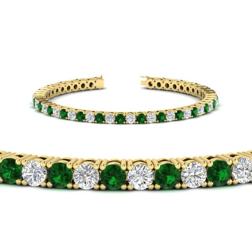 Womens-Diamond-Tennis-Bracelet-5-Carat-With-Green-Emerald-In-Yellow-Gold-FDBRC8635ROGEMGRANGLE2-5.00_CT-NL-YG