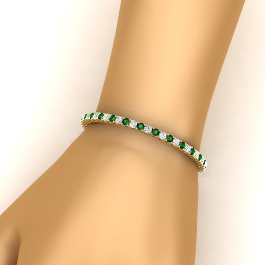 Womens-Diamond-Tennis-Bracelet-5-Carat-With-Green-Emerald-In-Yellow-Gold-FDBRC8635ROGEMGRHAND-5.00_CT-NL-YG