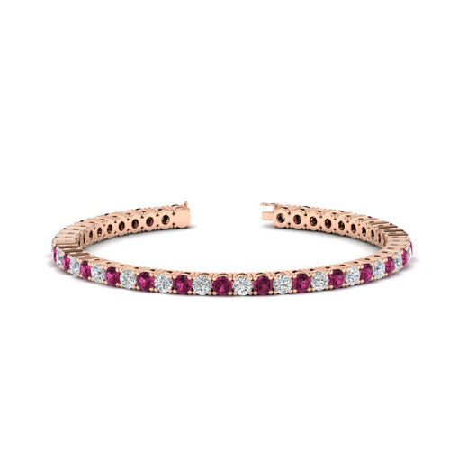 Womens-Diamond-Tennis-Bracelet-5-Carat-With-Pink-Sapphire-In-Rose-Gold-FDBRC8635ROGSADRPI-5.00_CT-NL-RG