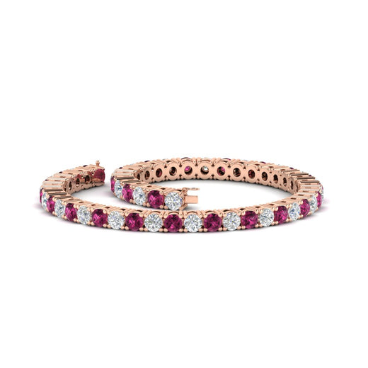 Womens-Diamond-Tennis-Bracelet-5-Carat-With-Pink-Sapphire-In-Rose-Gold-FDBRC8635ROGSADRPIANGLE4-5.00_CT-NL-RG