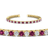 Load image into Gallery viewer, Womens-Diamond-Tennis-Bracelet-5-Carat-With-Pink-Sapphire-In-Yellow-Gold-FDBRC8635ROGSADRPIANGLE2-5.00_CT-NL-YG