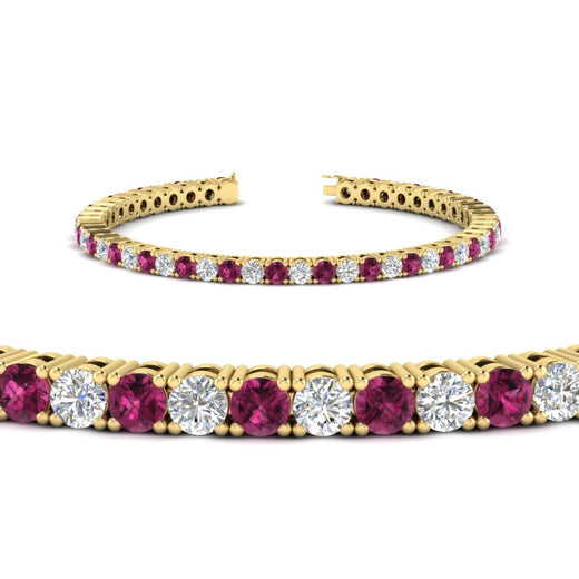 Womens-Diamond-Tennis-Bracelet-5-Carat-With-Pink-Sapphire-In-Yellow-Gold-FDBRC8635ROGSADRPIANGLE2-5.00_CT-NL-YG