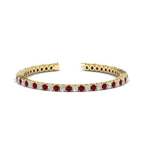 Womens-Diamond-Tennis-Bracelet-5-Carat-With-Red-Ruby-In-Yellow-Gold-FDBRC8635ROGRUDR-5.00_CT-NL-YG