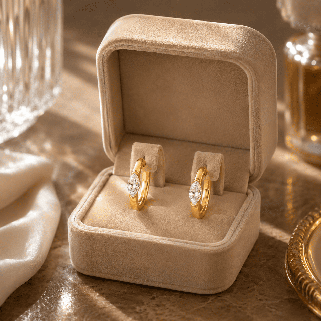 Yellow Gold Diamond Hoop Earrings