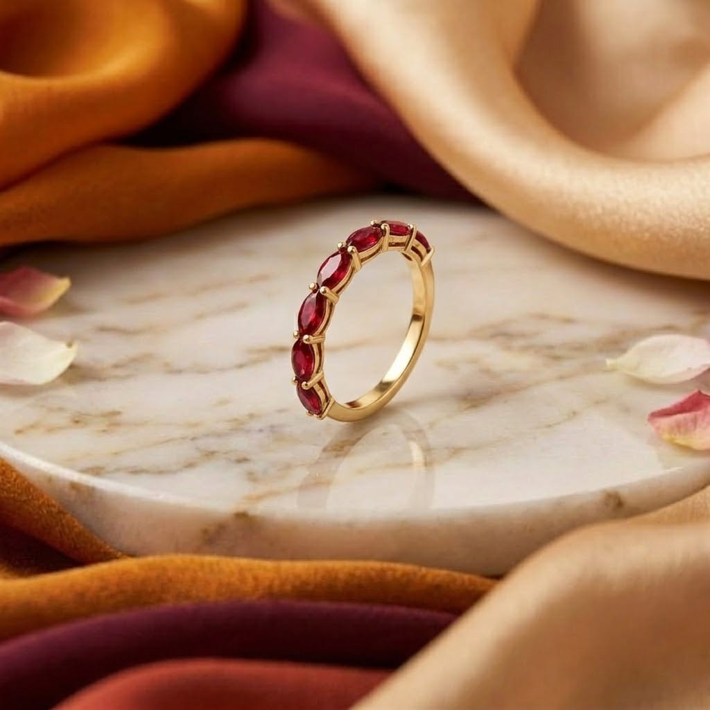 Yellow Gold Ruby Wedding Band