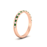 Load image into Gallery viewer, a-beautiful-round-diamond-half-eternity-band-with-emerald-in-rose-gold-FD11406BGEMGRANGLE2-NL-RG
