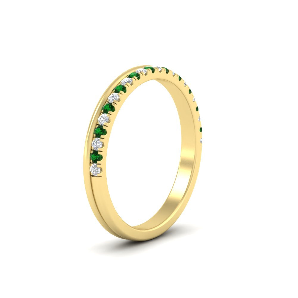 a-beautiful-round-diamond-half-eternity-band-with-emerald-in-yellow-gold-FD11406BGEMGRANGLE2-NL-YG