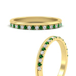 Load image into Gallery viewer, a-beautiful-round-diamond-half-eternity-band-with-emerald-in-yellow-gold-FD11406BGEMGRANGLE3-NL-YG
