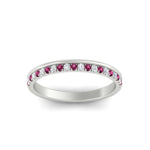 Load image into Gallery viewer, a-beautiful-round-diamond-half-eternity-band-with-pink-sapphire-in-white-gold-FD11406BGSADRPIANGLE5-NL-WG
