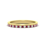 Load image into Gallery viewer, a-beautiful-round-diamond-half-eternity-band-with-pink-sapphire-in-yellow-gold-FD11406BGSADRPI-NL-YG
