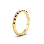 Load image into Gallery viewer, a-beautiful-round-diamond-half-eternity-band-with-ruby-in-yellow-gold-FD11406BGRUDRANGLE2-NL-YG
