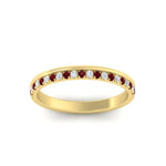 Load image into Gallery viewer, a-beautiful-round-diamond-half-eternity-band-with-ruby-in-yellow-gold-FD11406BGRUDRANGLE5-NL-YG
