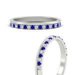 Load image into Gallery viewer, a-beautiful-round-diamond-half-eternity-band-with-sapphire-in-white-gold-FD11406BGSABLANGLE3-NL-WG

