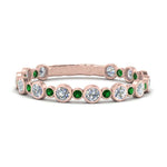 Load image into Gallery viewer, alternating-bezel-set-round-diamond-wedding-band-with-emerald-in-rose-gold-FD65654BGEMGR-NL-RG.jpg
