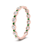 Load image into Gallery viewer, alternating-bezel-set-round-diamond-wedding-band-with-emerald-in-rose-gold-FD65654BGEMGR-NL-RG.jpg
