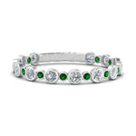 Load image into Gallery viewer, alternating-bezel-set-round-diamond-wedding-band-with-emerald-in-white-gold-FD65654BGEMGR-NL-WG.jpg
