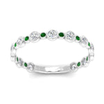 Load image into Gallery viewer, alternating-bezel-set-round-diamond-wedding-band-with-emerald-in-white-gold-FD65654BGEMGR-NL-WG.jpg
