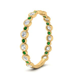 Load image into Gallery viewer, alternating-bezel-set-round-diamond-wedding-band-with-emerald-in-yellow-gold-FD65654BGEMGR-NL-YG.jpg
